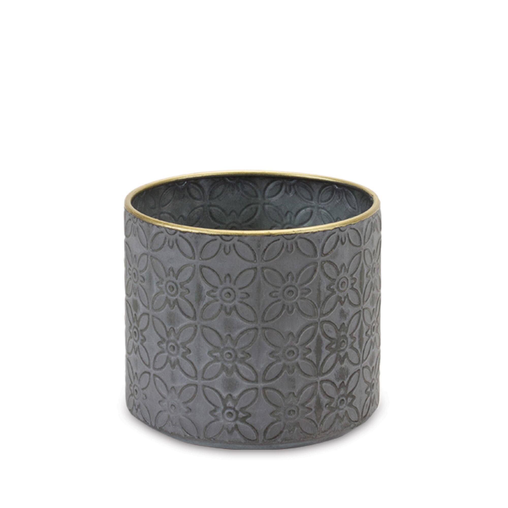 Ornate Geometric Metal Planters Set